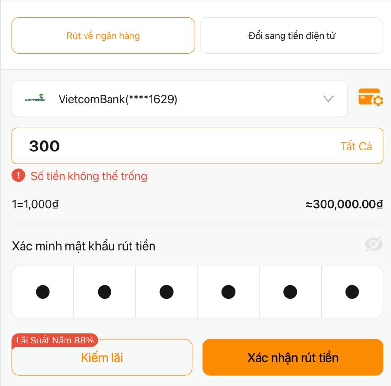 Bước 3: Gửi yêu cầu rút tiền